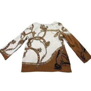 Chico's Belt and Chain Print Knit Boat Neck Top Size 00P XSP